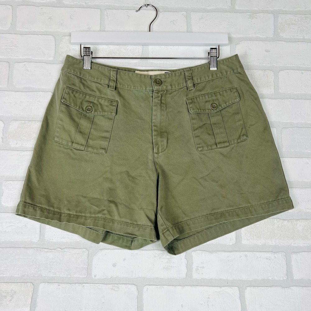 Gap Factory Khakis Olive Green Cargo Utility Shorts Cotton Twill Size 12